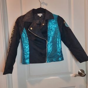 D-signed by Disney Black & Sequined Moto Jacket Size S
